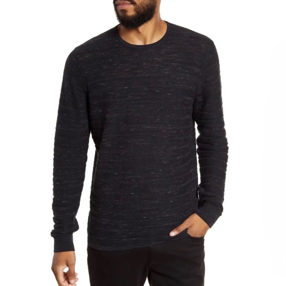 CALIBRATE Ottoman Textured Crewneck Sweater Black